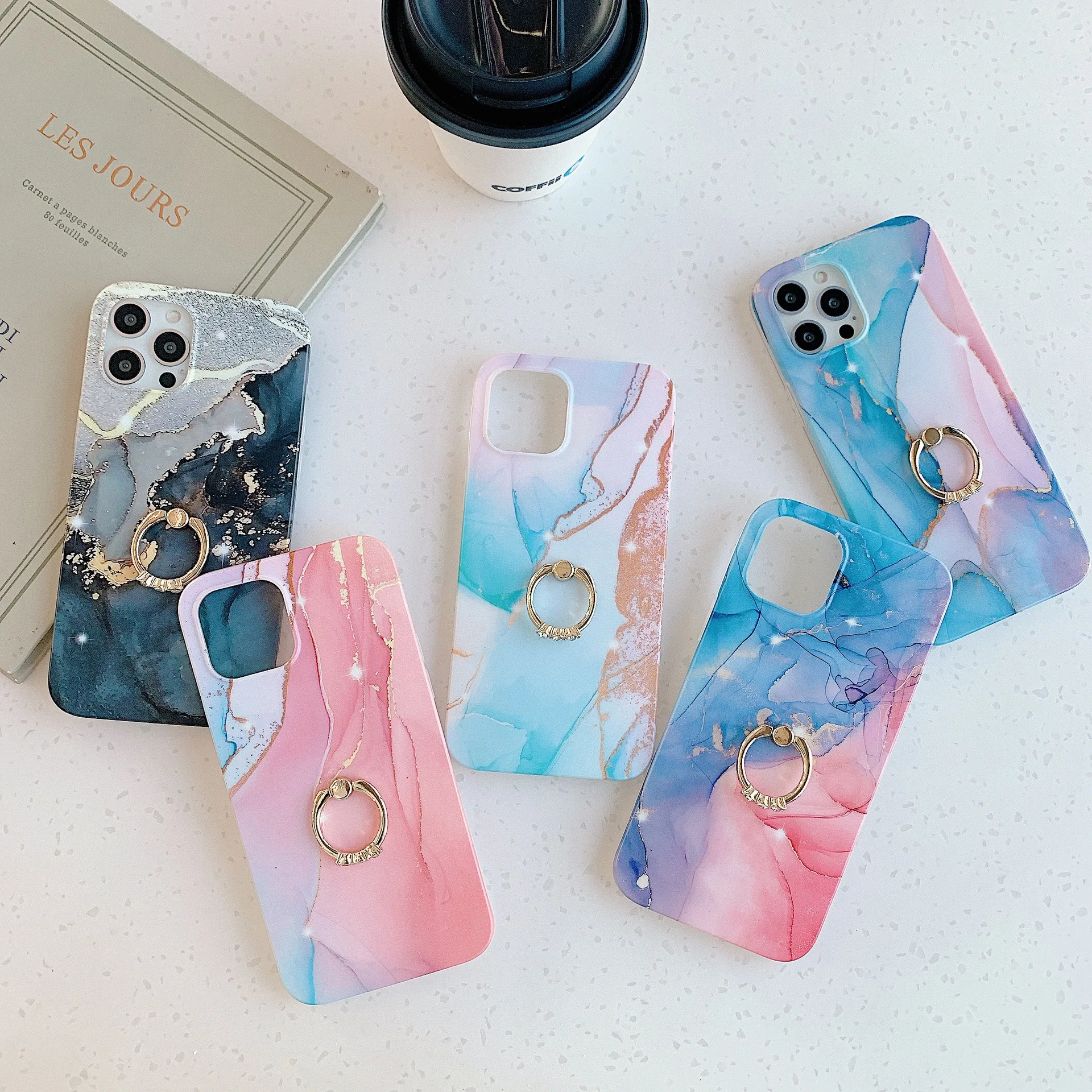 

Case With Ring Holder For Coque iPhone 12 13 Pro Max 11 7 8 Plus X XR XS Max Silicone Marble Back Cover For iPhone X Phone case