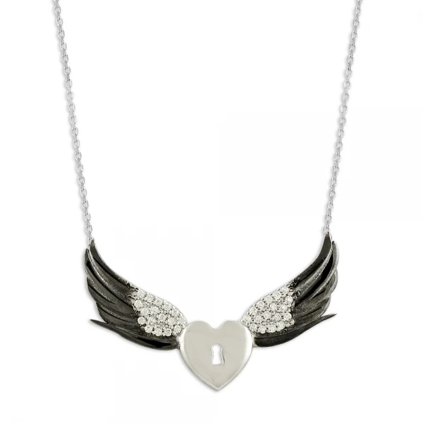 

Silver 925 Sterling Wing Heart Necklace