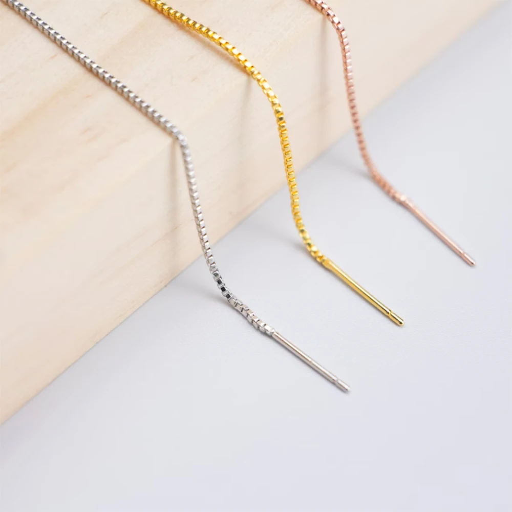 Custom Name Earrings Personalized Name Threader Earrings Gold Stainless Steel Dangle Long Chain Ear Line Ear Chain For Women