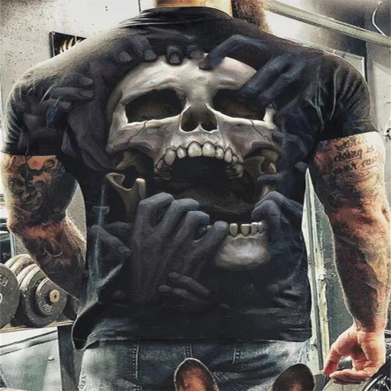 

Summer new monster horror skull 3D printed European and American hip hop adult oversized T-shirt men's printed shirt