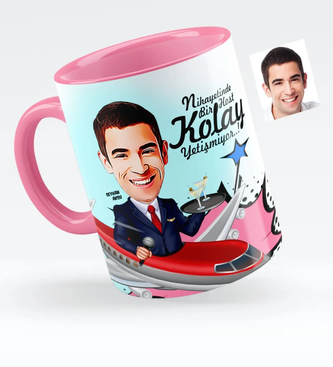 

Personalized Host Caricature Of Pink Mug cup-1