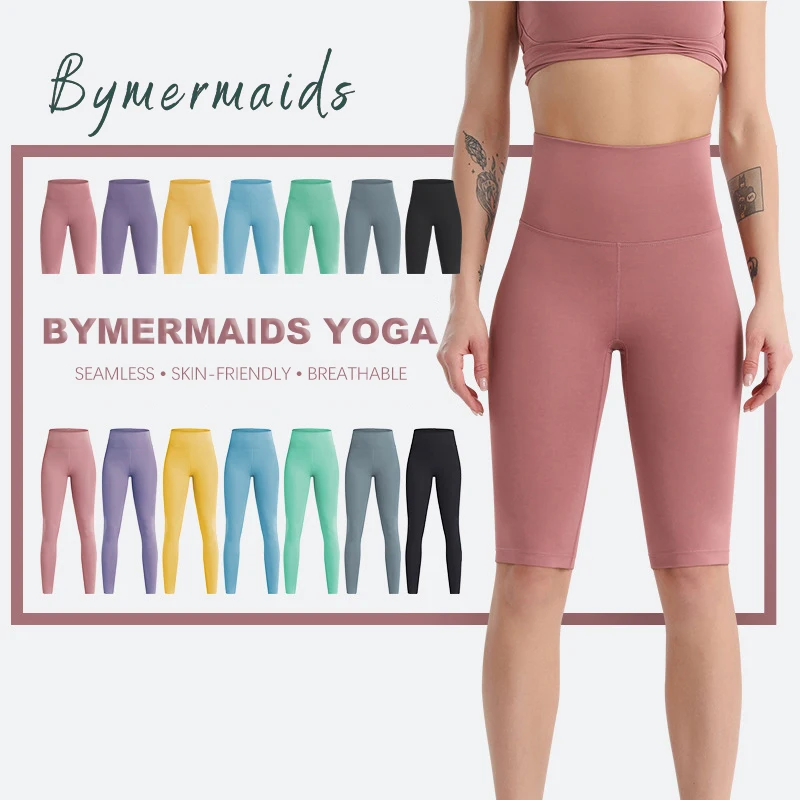 

Bymermaids 2022 Fitness Yoga Shorts Seamless High Waist Leggings Push Up Tights Running Workout Sports Shorts Women Gym Clothing