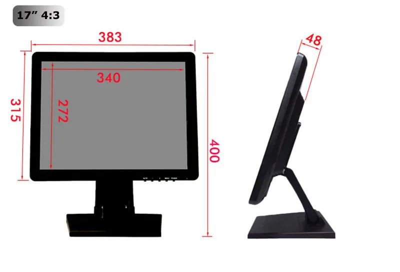 1024*768 15 дюймов 4 провода резистивный lcd Настольный сенсорный монитор с USB/VGA/HDMI/AV/BNC интерфейсом
