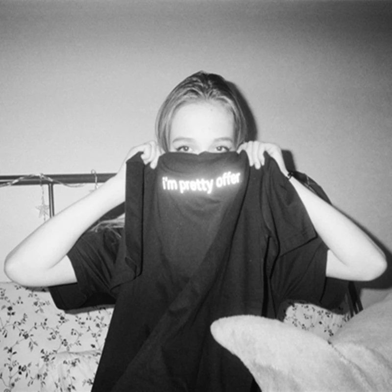 Светоотражающая женская футболка со слоганом I'm Pretty летняя стильная модные