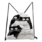 Сумка на шнурке с мультяшным рисунком черного кота, модный рюкзак унисекс, сумка для книг для подростков, сумка для хранения подарков, сумка для путешествий, мягкая задняя Сумка, оптовая продажа