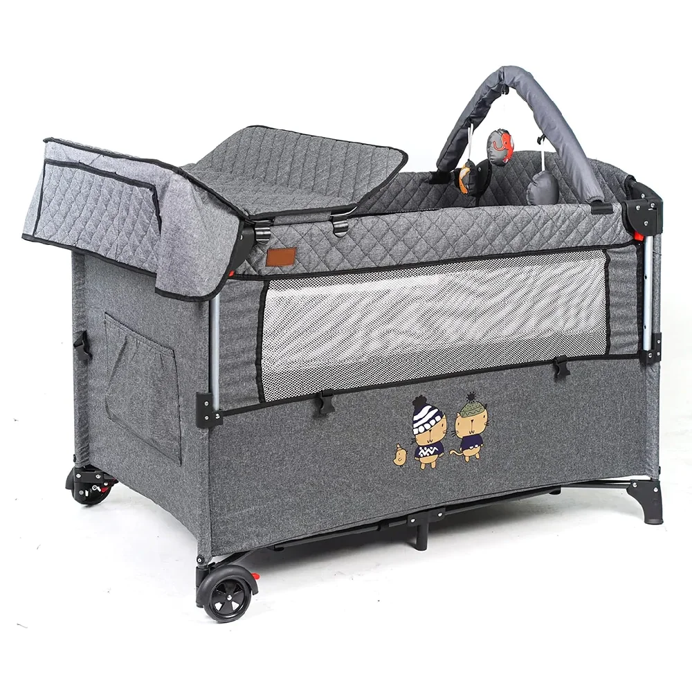 Murah Tempat Tidur Bayi Playpen Taman Tempat Tidur Bayi Furnitur Kamar Anak Baru Lahir Tempat Tidur Bingkai Bayi Kursi Santai Tempat Tidur Bepergian Tempat Duduk Bergerak