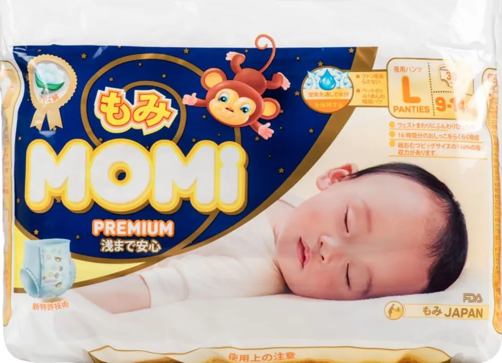 Трусики подгузники premium Night (Премиум найт) 9 14 кг (L) 30 шт. ТМ Momi (Моми)|Детские