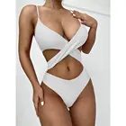 Новый сексуальный цельный купальник с вырезами на животе, с вырезами на высоких ногах, женская одежда для плавания, Женский монокини с открытой спиной, купальный костюм V2945