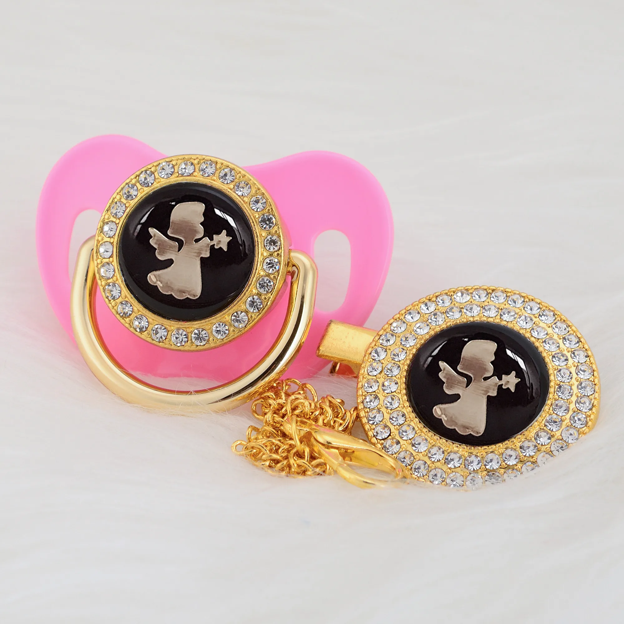 Милое красивое серебряное украшение Ангел 7 цветов зажим для соски и пустышки без