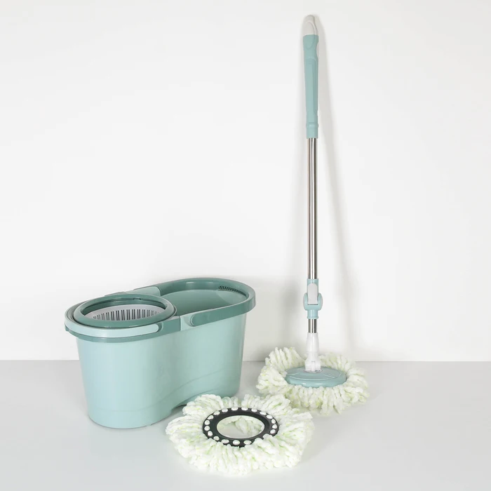 Набор для уборки ведро на колёсиках с пластиковой центрифугой 16 л швабра