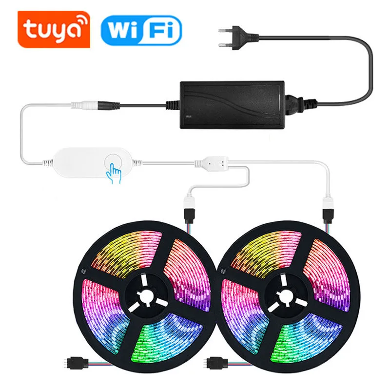 

5M 12V Led Strip Smart WiFi Strips Lights 5050 RGB Tape Dimmable App and Remote Control for Wall Room Decoration Backlights
