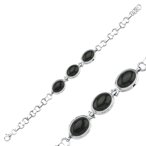 

Silver 925 Sterling Green Star Stone Handwork Bracelet