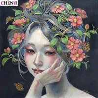 chenyi new 5d diamond painting cross stitch kits diy roundsquare full diamond embroidery girls and flowers pattern home decor