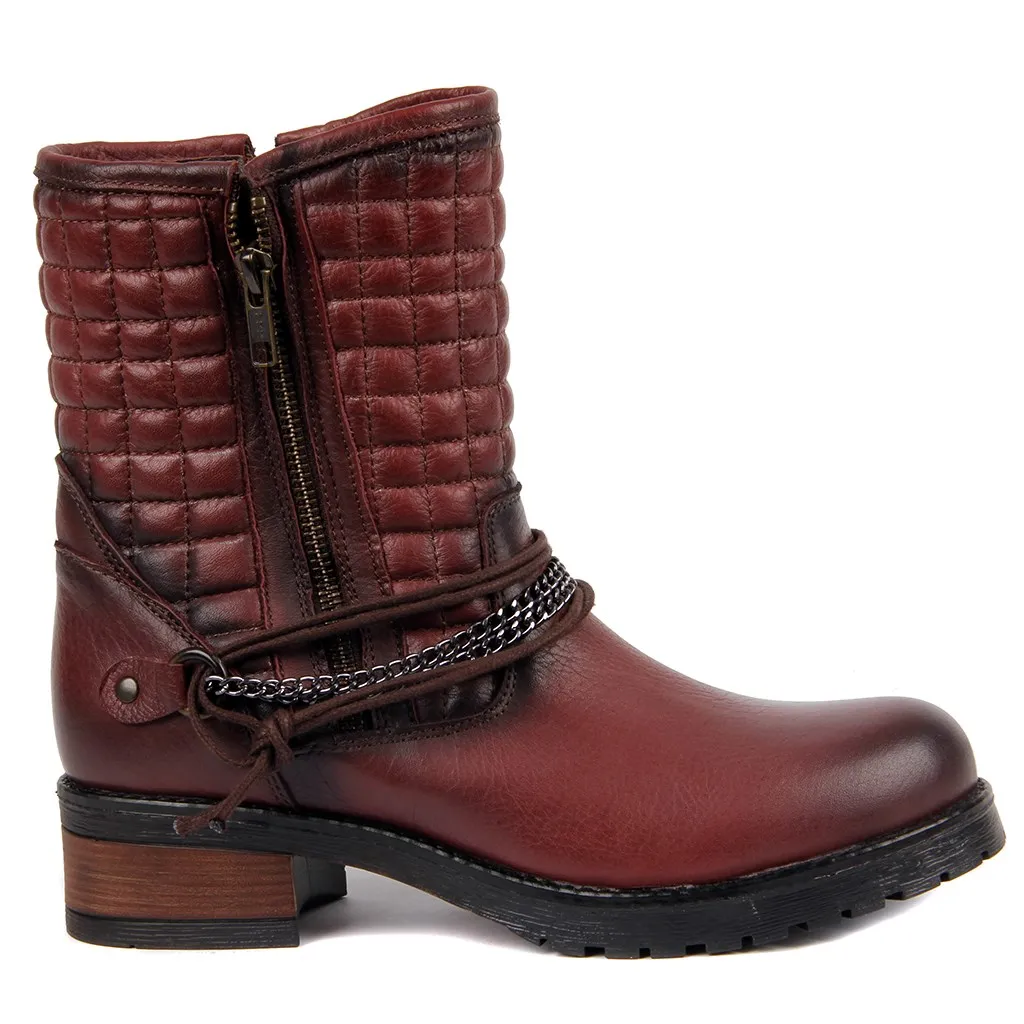 Saillakers-Tan/женские ботинки из натуральной кожи - Color: Claret Red