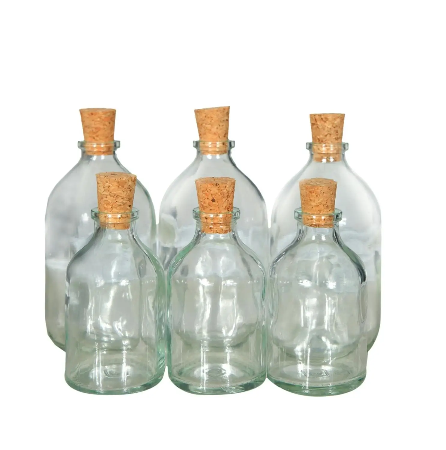 

6-Piece Bottle Glass Cork Lid Spice Set