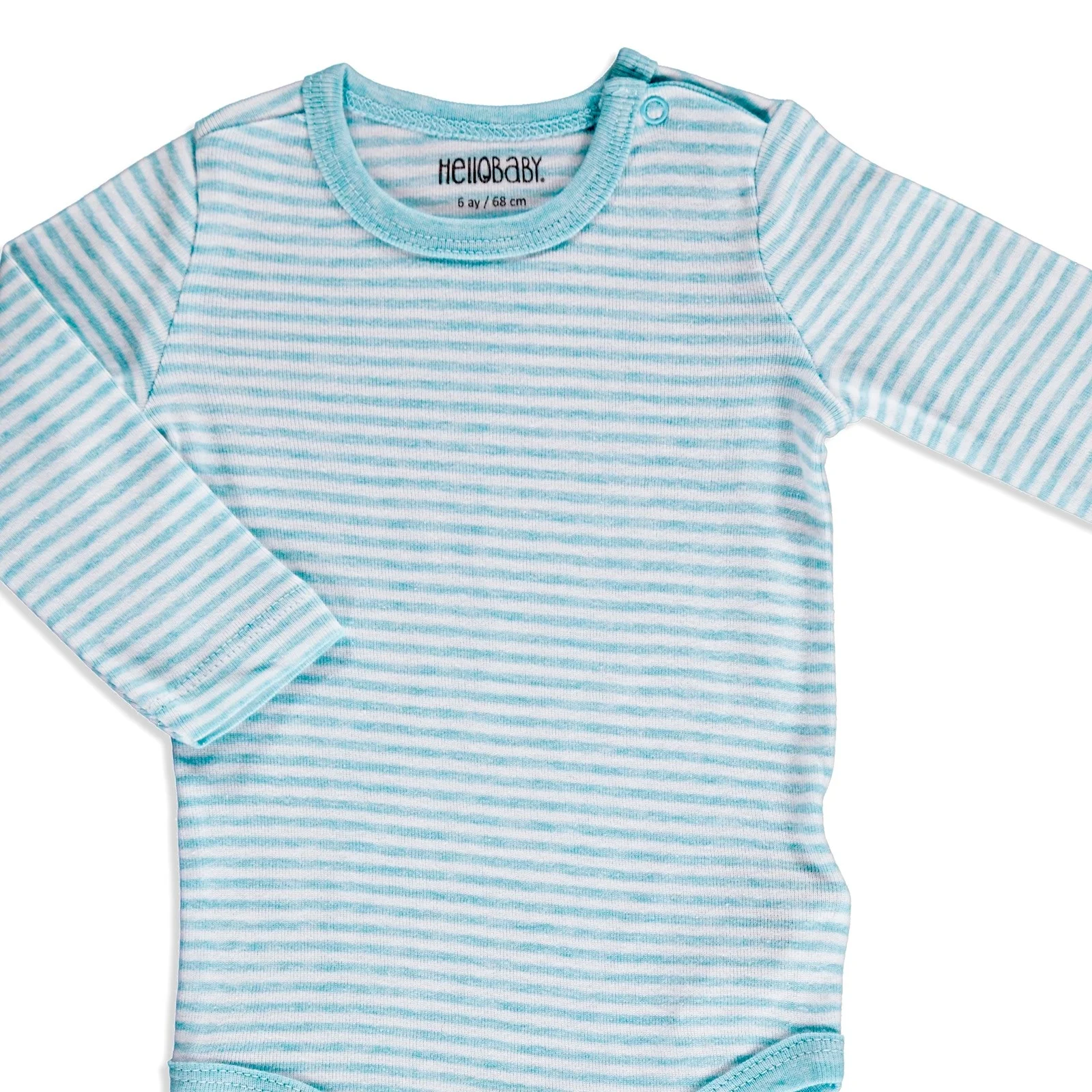 Ebebek HelloBaby/боди в полоску с длинными рукавами и застежкой на шее для малышей |