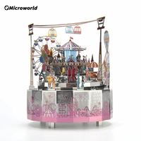 3d metal puzzle colorful amusement park theme led lights rotating music box models kits diy jigsaw toys gifts for girls adult
