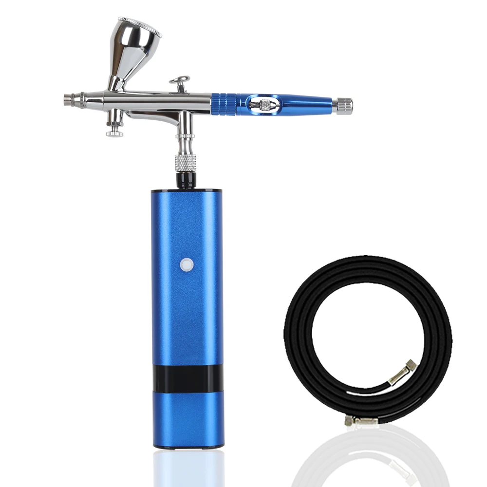 High Stable Pressure Blue Color Airbrush Dual Action Compressor Rechargeable Skin Care Tattoo Nail Beauty Makeup Art Design