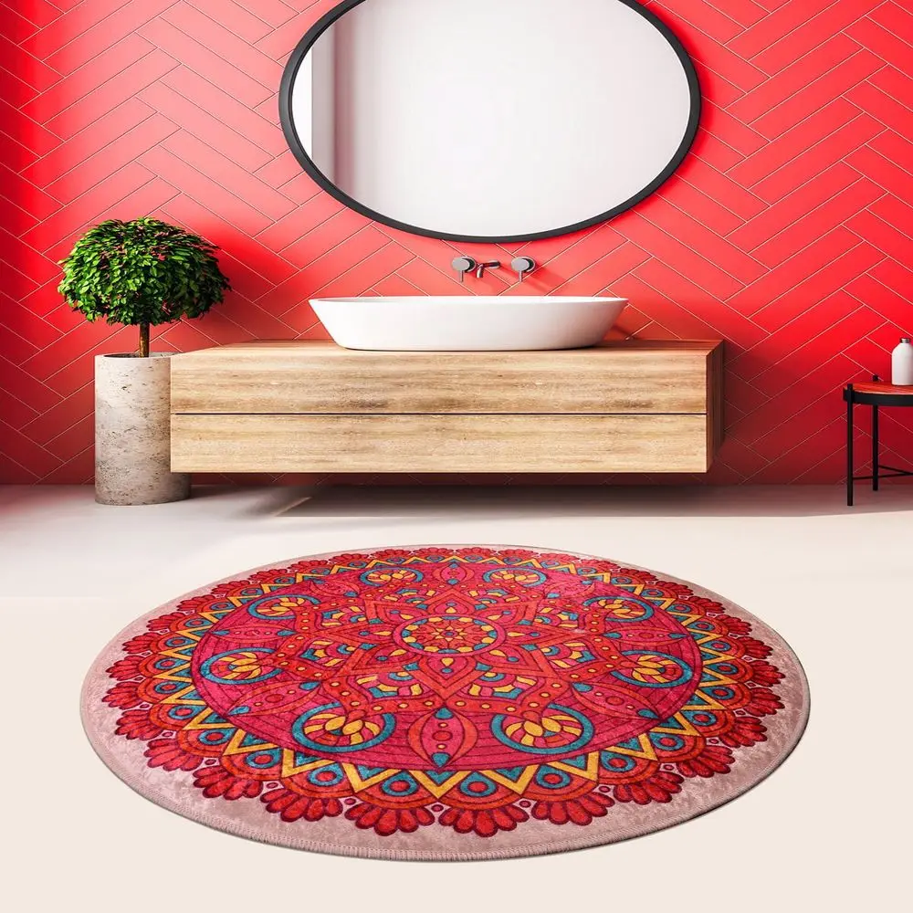 Large Size 100 CM Bathroom Carpet Mat Types Vivid Color Non-Slip Base Washable Stylish Design Shower Room Bathtub side Floor Rug