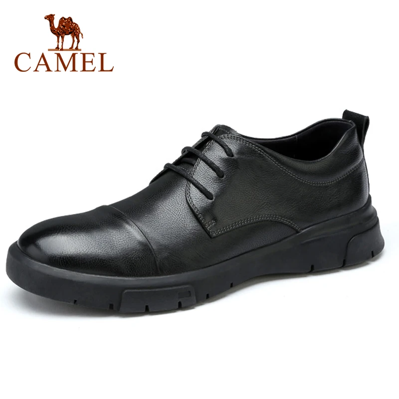 Мужские повседневные деловые туфли из натуральной кожи CAMEL коричневые простые