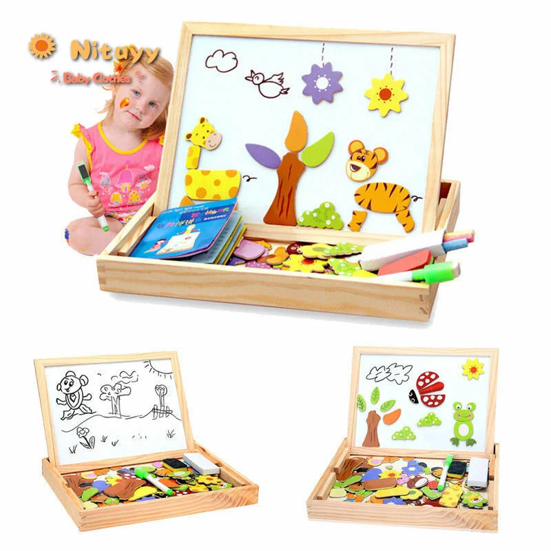 Деревянная доска для рисования с изображением животных мольберта малышей и