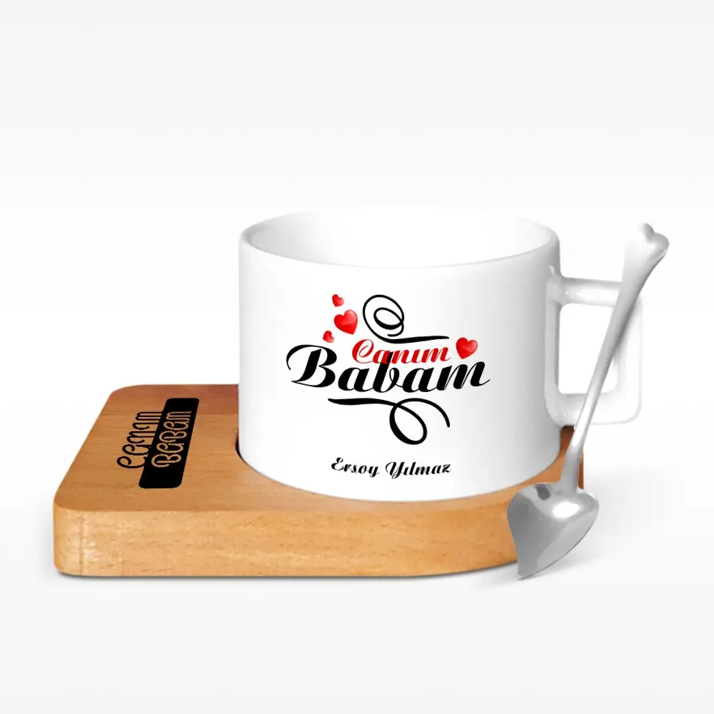 

Personalized Dear Dad Design Wood Altlıklı Ceramic Cup-6