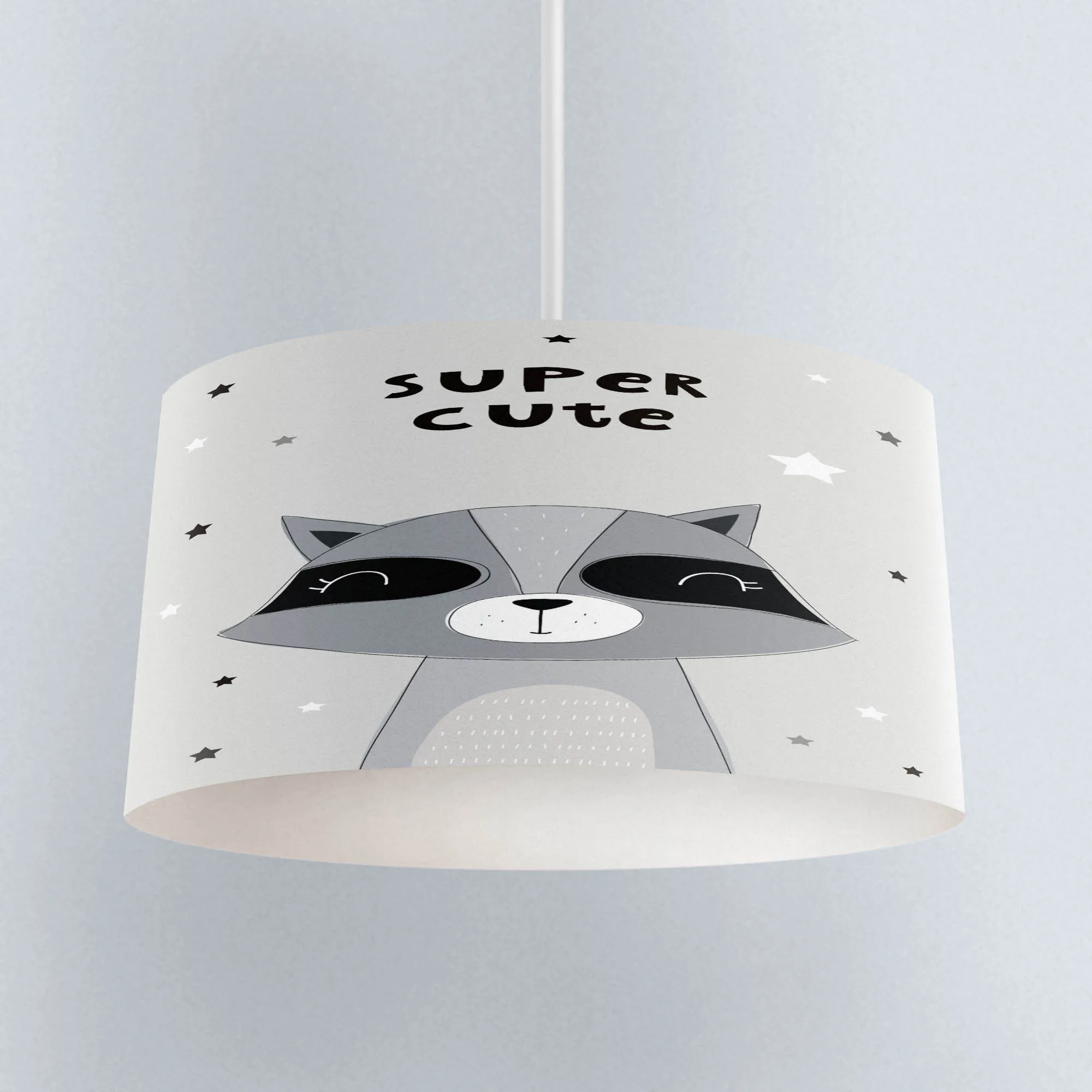 Еще Черный серый цвет милый енот скандинавский печати шелковой ткани дети люстра