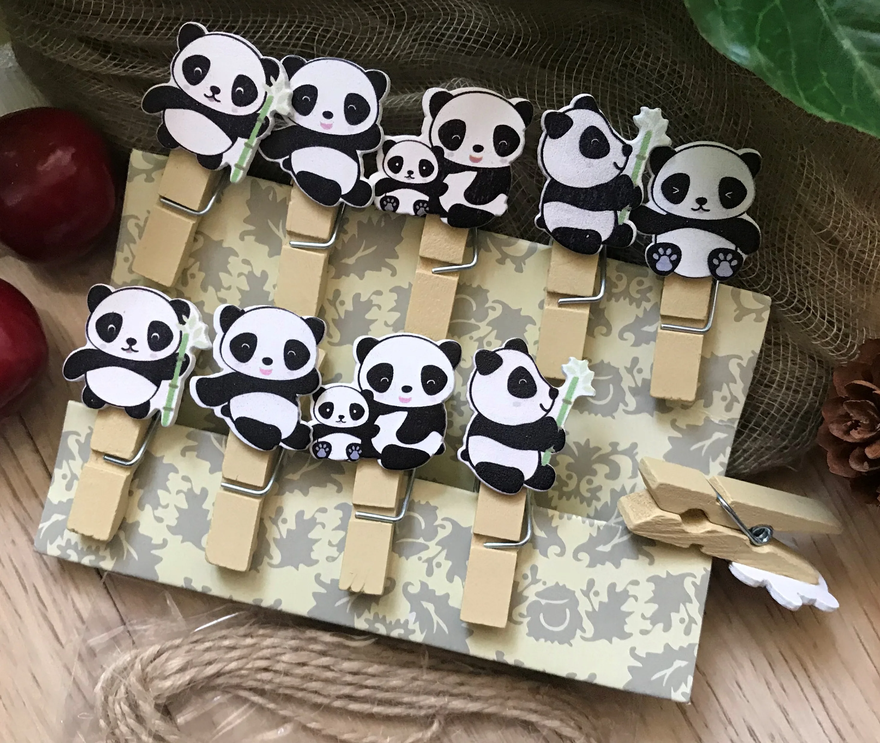 120 штук панда деревянная рамка для фото бумага колышки контактный прищепка