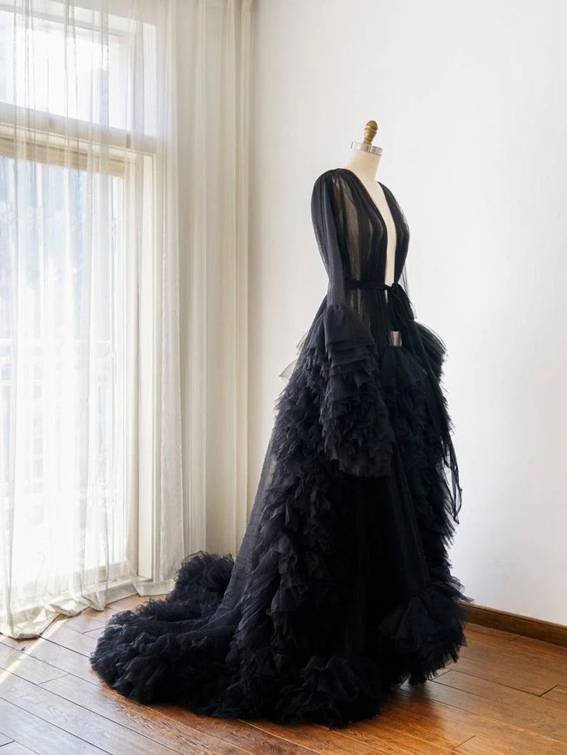 Unique Ruffled Tulle RobePROM DRESS Women Dress See Through for Photo Shoot Prom Gown Robes Custom Made | Свадьбы и торжества