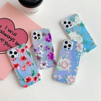 glossy laser flower phone cases for iphone 12 mini x xr 13 11 pro xs max 7 8 6 6s plus se 2020 case silicone soft tpu back cover
