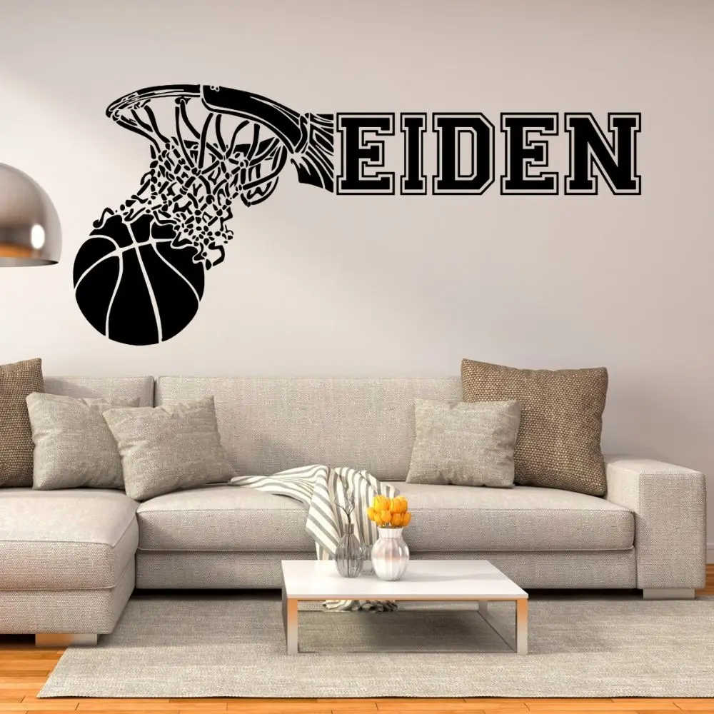 Виниловая наклейка на стену с изображением кольца в баскетбольном