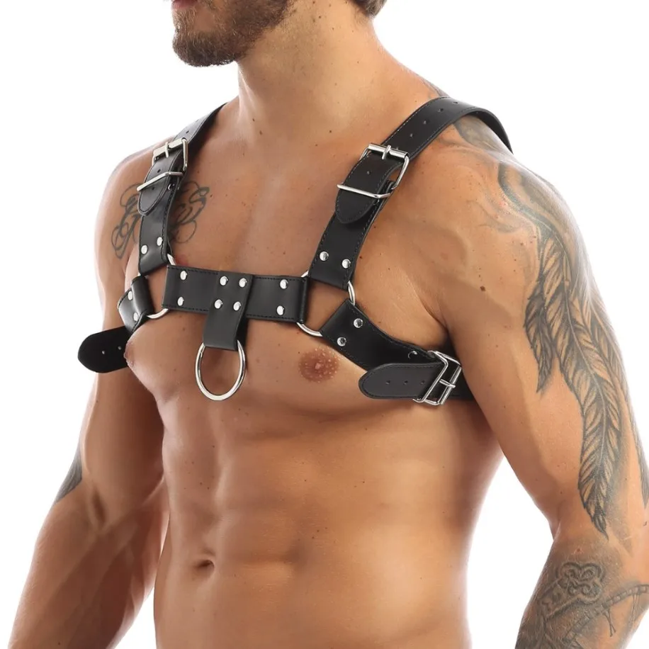 Men Leather Chest Suspender Harness Sword belt Adjustable Bondage Body Garter Goth Dance Gay Nightclub Wear Restraint Belts |