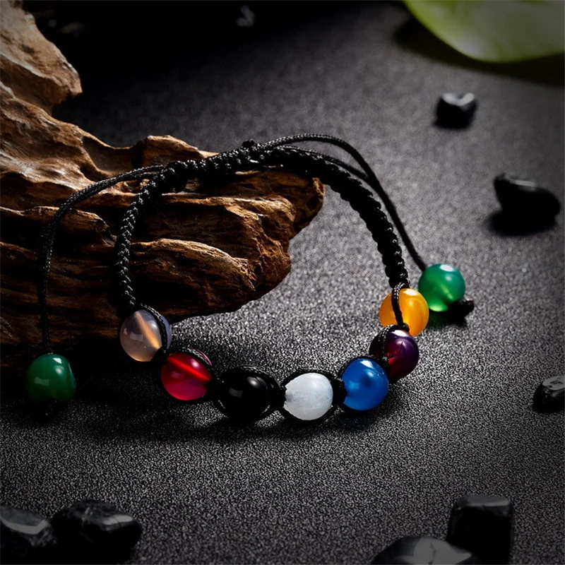 

7 Chakra Natural Stone Handmade Braided Bracelets Men Women Adjustable Energy Colorful Reiki Healing Beaded Bracelet