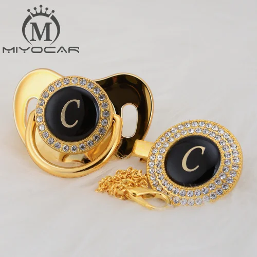 LC-8 0-6m MIYOCAR золото серебро имя инициалы буквы C прекрасный bling соска и соска клип набор BPA бесплатно пустышка bling уникальный дизайн LC - Цвет: LC-8 0-6m