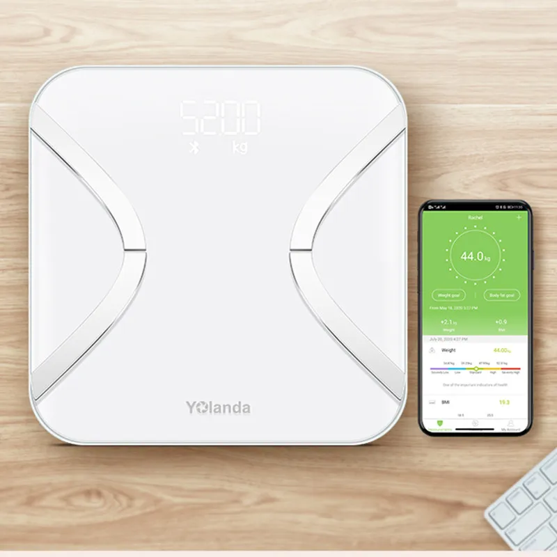 

Yolanda Smart Body Fat Scale Bluetooth USB Rechargeable Electronic Bathroom Weight Scale Balance Health Monitor 11 Body Data