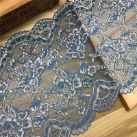 2mlot two tone lace trim 23cm ecean blue elastic lace fabrics underwear sewing craft stretch lace for bra kneedle work