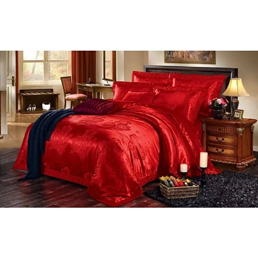 Gift Set bed linen satin Jacard euro bedding set Linens Bed cotton Satin Euro sets sheet Pillowcase Bedspread on the | Дом и сад