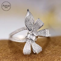 aazuo 18k solid white gold real diamond 0 35ct h si luxuly bowknot ring gifted for woman deluxe banquet fashion jewelry au750