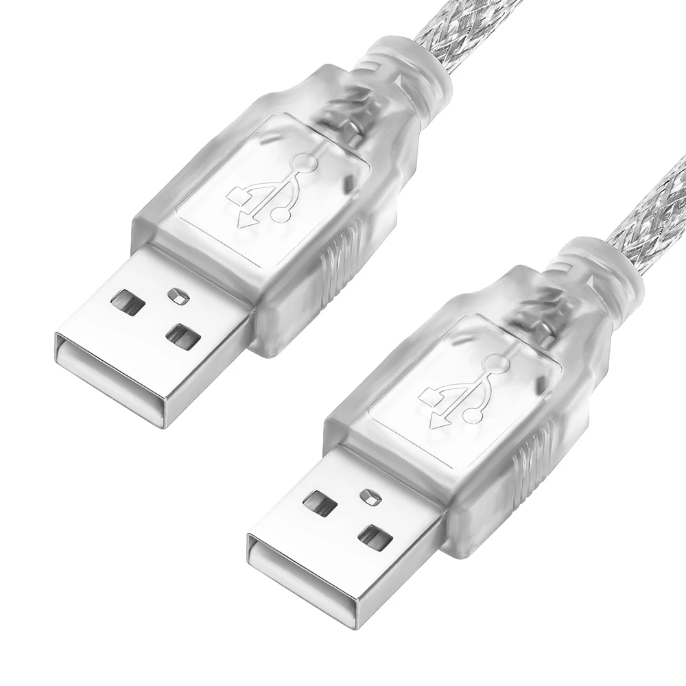 GCR Кабель 1.8m USB 2.0 AM/AM прозрачный 28/28 AWG экран армированный морозостойкий для