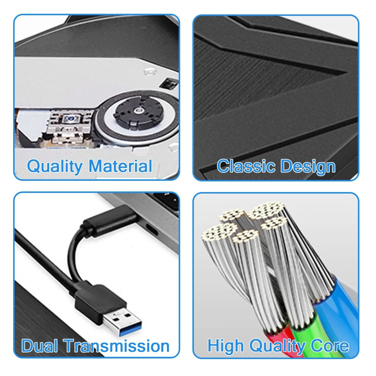 Внешний DVD-привод USB 3.0 Type C кабель портативный CD DVD RW привод записывающая горелка