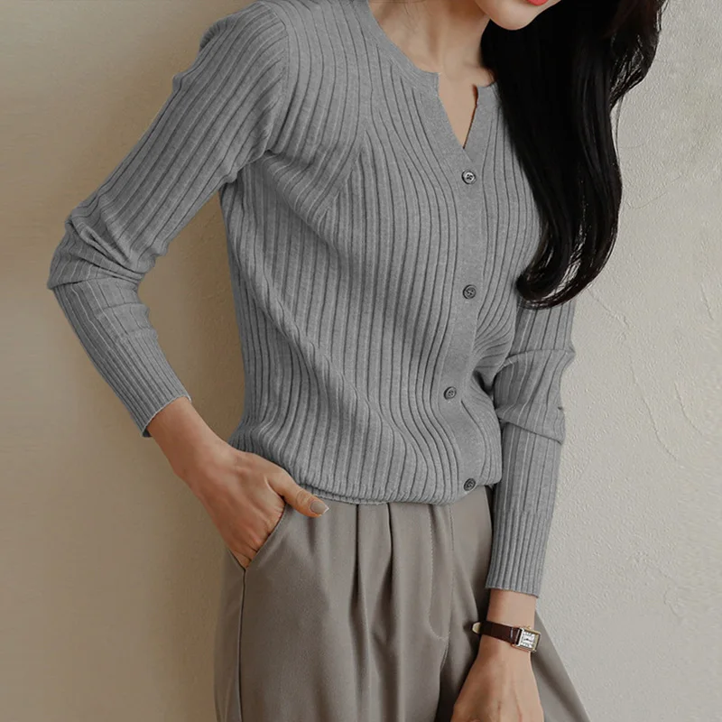 

Women Rib Knitted Textured Cardigan Sweater Neutral, Grey S-XL