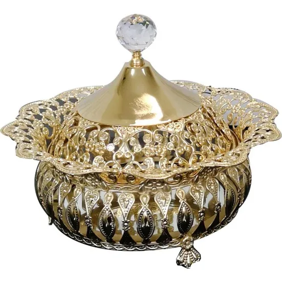 Вентилятор металлический зеркальный сахарница Lokum золотой цвет|Сахарницы и