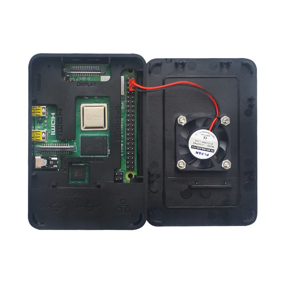 Чехол S ROBOT Raspberry Pi 4 Model B ABS черный пластиковый корпус с охлаждающим вентилятором
