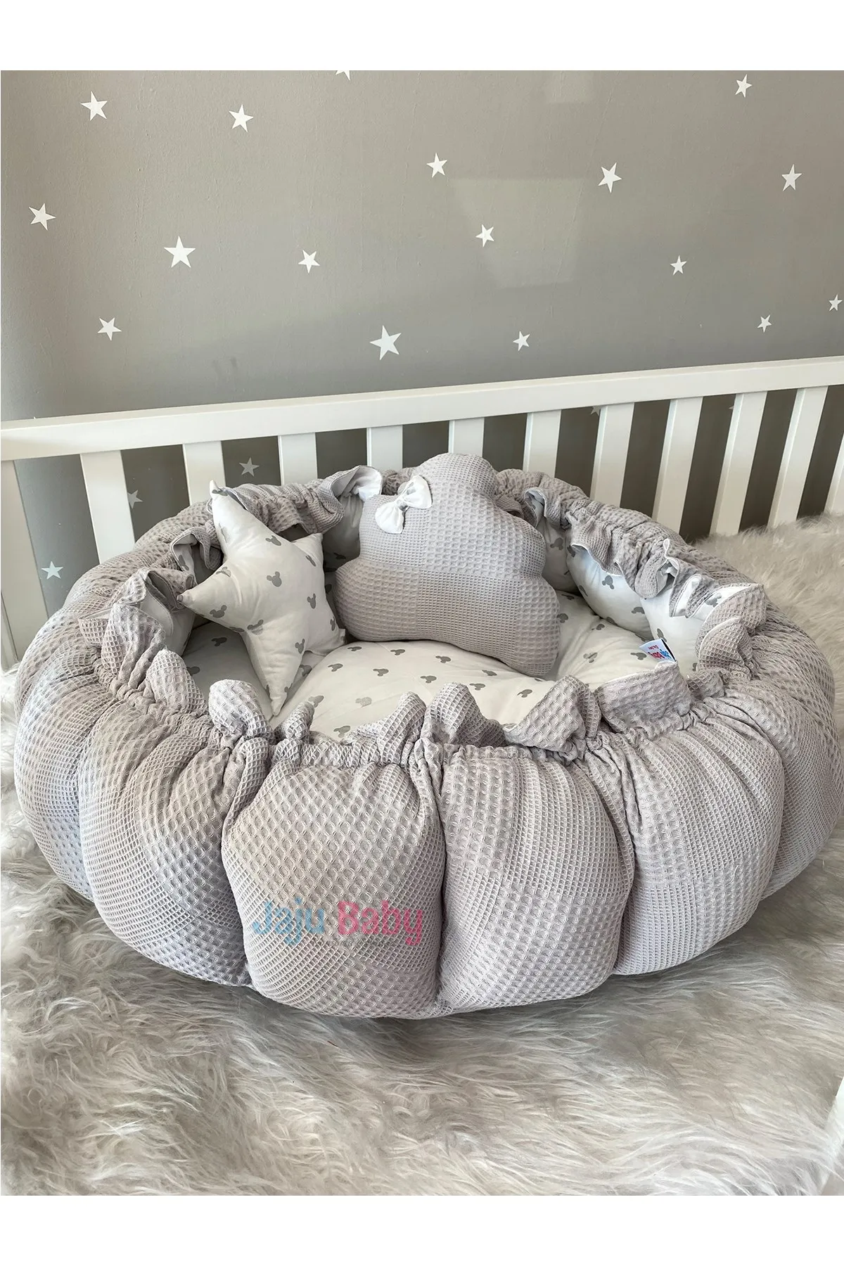 

Jaju Baby ручная работа, серый пике и Микки ткани дизайн выдвижной игровой коврик Babynest двухстороннее использование для детских мероприятий