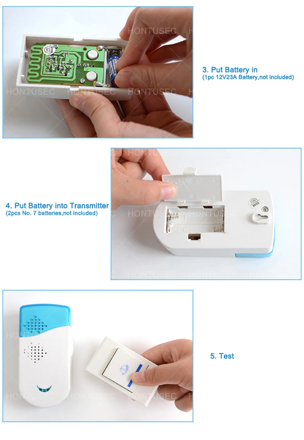 HONTUSEC дверной звонок Wi Fi и Chime Kit до 100 м Диапазон звонка Регулируемый громкость