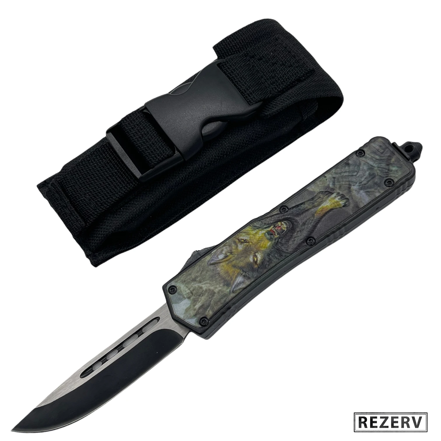 Нож фронтальный кнопочный Micro mod. 14 автоматический складной сталь 420 рукоять