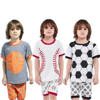 kids boys pajamas children pyjamas toddler football baseball print pijamas sets child cotton summer basketball soccer sleepwear