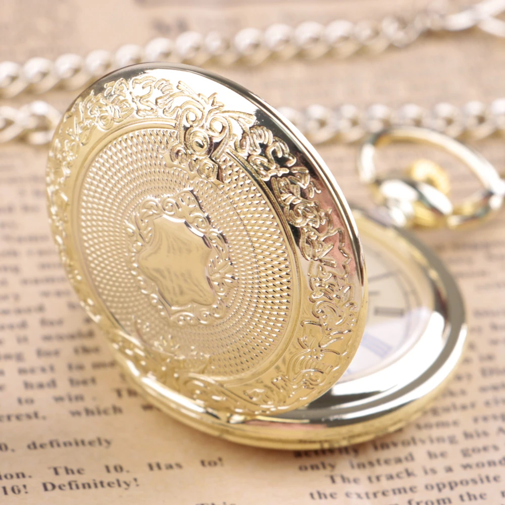 

Classic Design Quartz Pocket Watch Roman Numerals Multicolor Case Clock Chain Men's Women