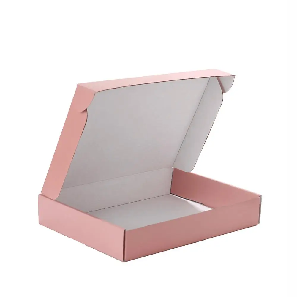 Pink Box 100 шт./лот, розовые гофрированные упаковочные коробки, упаковочная коробка с красочным логотипом, упаковочная коробка для одежды, париков для волос, подарочная коробка - Цвет: Pink Box