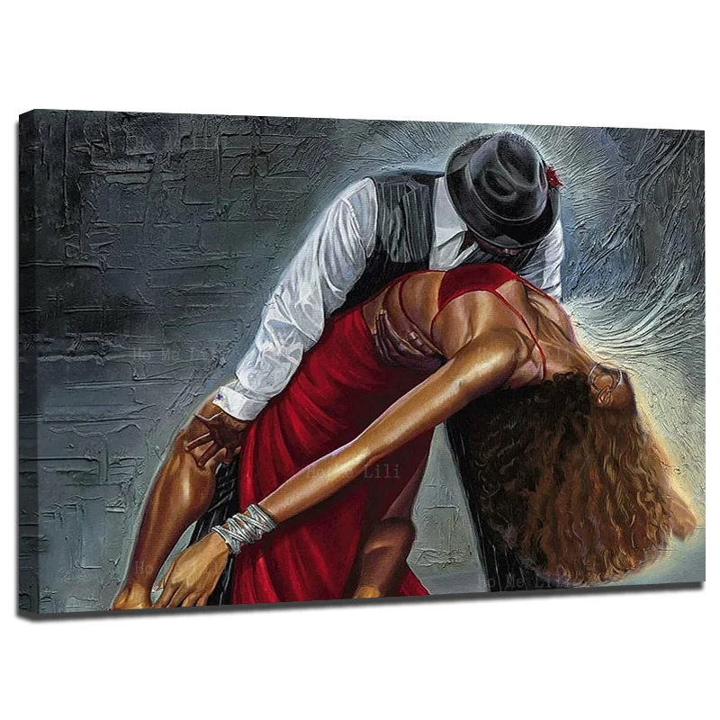 

African American Couple Dancing Together Argentine Tango Creativity Hippie Canvas Wall Art By Ho Me Lili For Home Decor